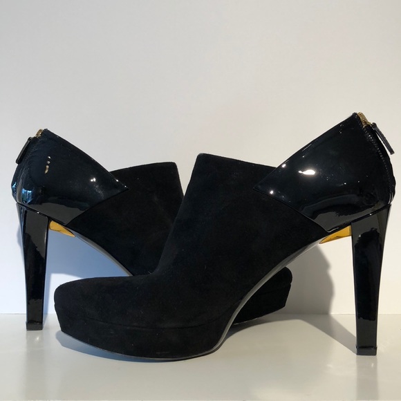 Gucci Shoes - Gucci black suede & patent leather platform bootie